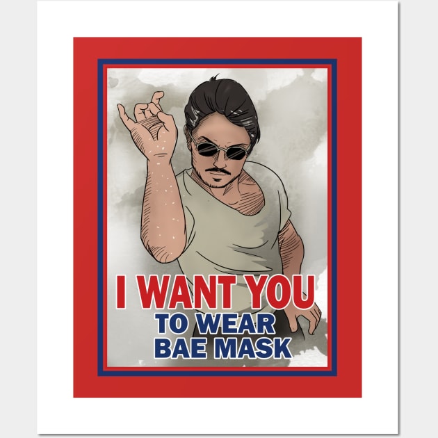 I Want You to Wear Bae mask Wall Art by peekxel